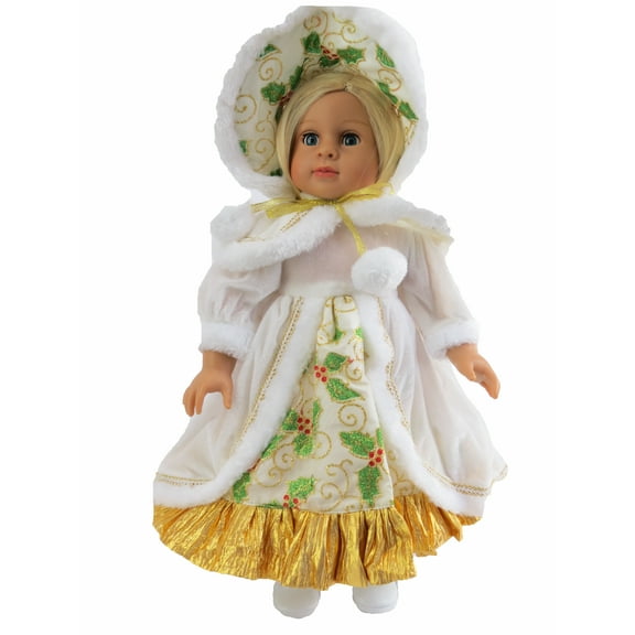 American Fashion World Christmas Caroler Holly Dress Made for 18in Dolls