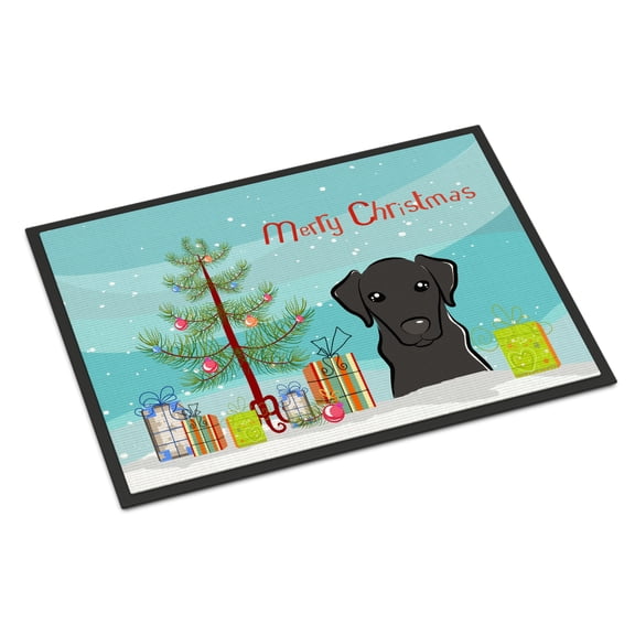 Carolines Treasures BB1607MAT Christmas Tree & Black Labrador Indoor or Outdoor Mat- 18 x 27
