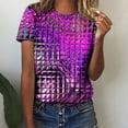 thumbnail image 3 of Fesfesfes Womens Basics Top Women Funny Printed Geometric Dazzling Casual Fashion Short Sleeve Tops Blouse Gym Clothes for Women M(US:6), 3 of 8