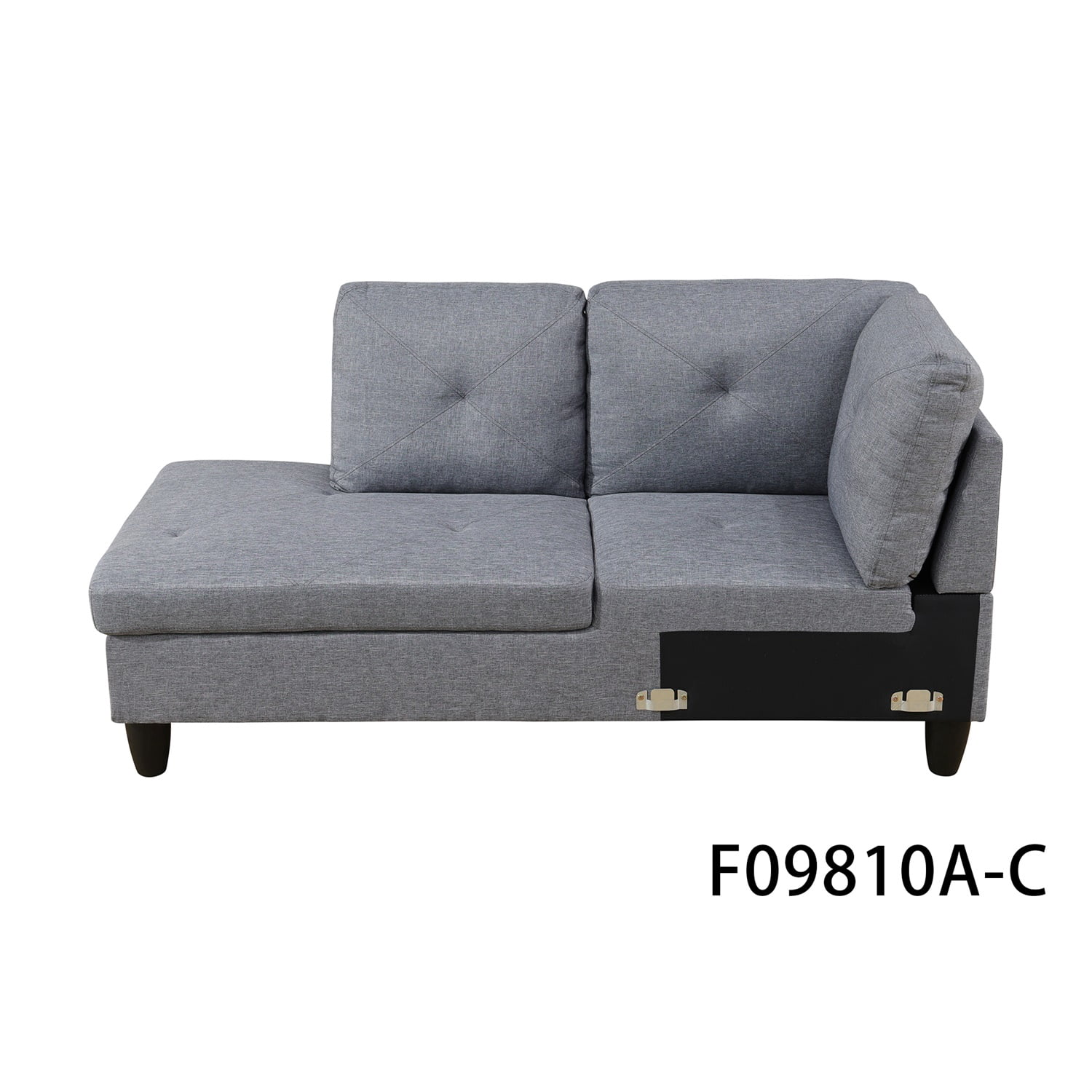 Hommoo Linen 4-Seat L-Shape Sectional Couch Sofa, Modern Living Room Furniture Sets, Grey(No Ottoman)