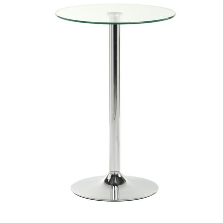 Bar Height Glass 23.5-inch Pub Table with Glass Top, 36-inch Fixed Height Round Table for Bars, Aluminum & Glass (BRTBLGF1) ()