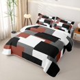 thumbnail image 3 of Castle Fairy Watercolor Offset Square Block Quilt Full 3-Piece,Minimalism Mosaic Full Bedspread Sets,Rust Gray Black,1 Coverlet and 2 Pillowcases, 3 of 7