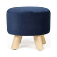 thumbnail image 2 of Homebeez Round Fabric Padded Ottoman Foot Rest Stool Wood Sofa Change Shoes Stool,Navy, 2 of 7