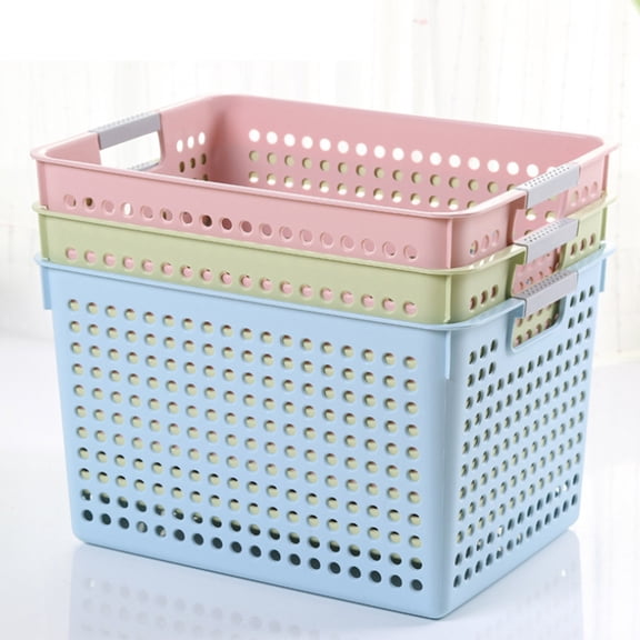 FOMIYES Home Organizer Basket Pink PP with Handles for Classifying Personal Effects