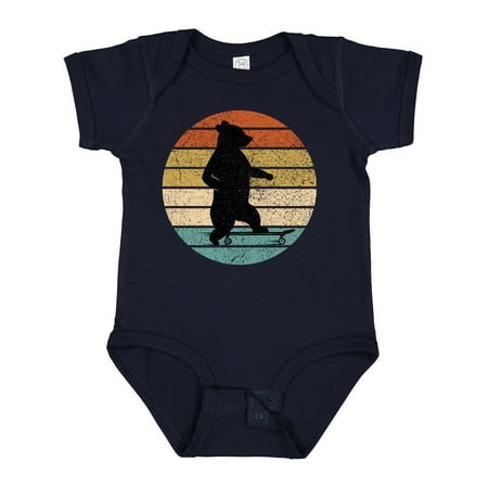 

Inktastic Skateboard Bear Retro Sunset Gift Baby Boy or Baby Girl Bodysuit