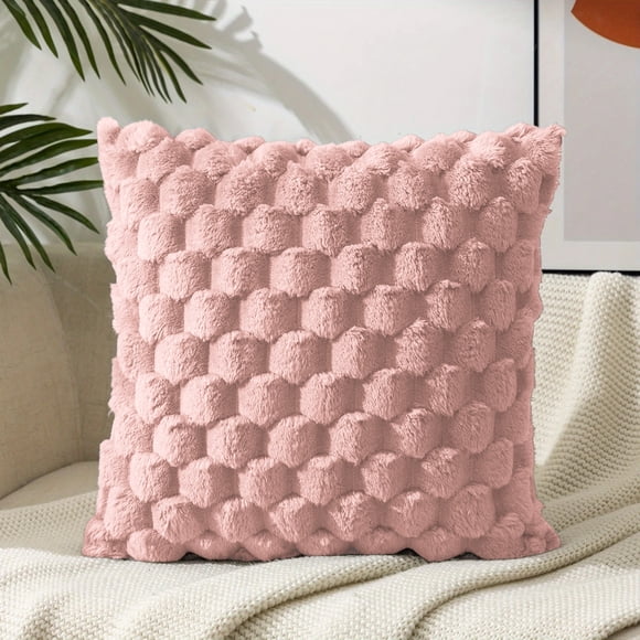 Rabais Chauds, Housse de Coussin Bohème Douce de PENDANEMSK, Housse de Coussin Décorative de Couleur Unie pour la Maison/100 % Polyester, Rose, Pendentif