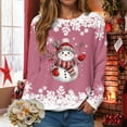 thumbnail image 6 of idosla Christmas Sweatshirt for Women Snowman Graphic Crewneck Long Sleeve Shirt Xmas Holiday Party Pullover Sweater Tops (Pink, S), 6 of 9