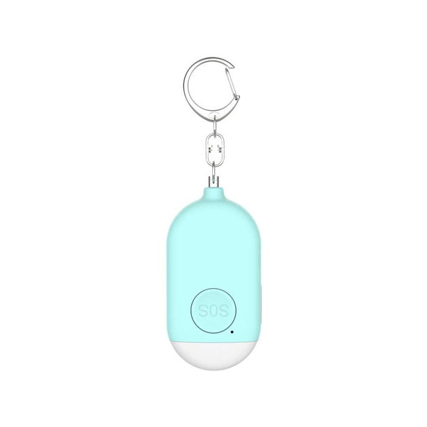 Alarma personal Inteprter recargable con Llavero sonido fuerte linterna de emergencia Azul