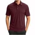 thumbnail image 2 of KeShDi Summer Tshirts Shirts for Men Colorblock Short Sleeve Shirt In Breathable Fabric with Classic Collar Wine M, 2 of 7