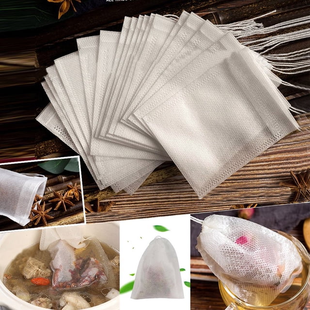 200 Pcs Empty Non Woven Drawstring Tea Bags Disposable Filter Bags