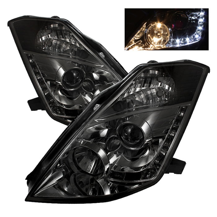 For Nissan 03-05 350Z Z33 Fairlady LED Halo Projector Headlights Lamps Black