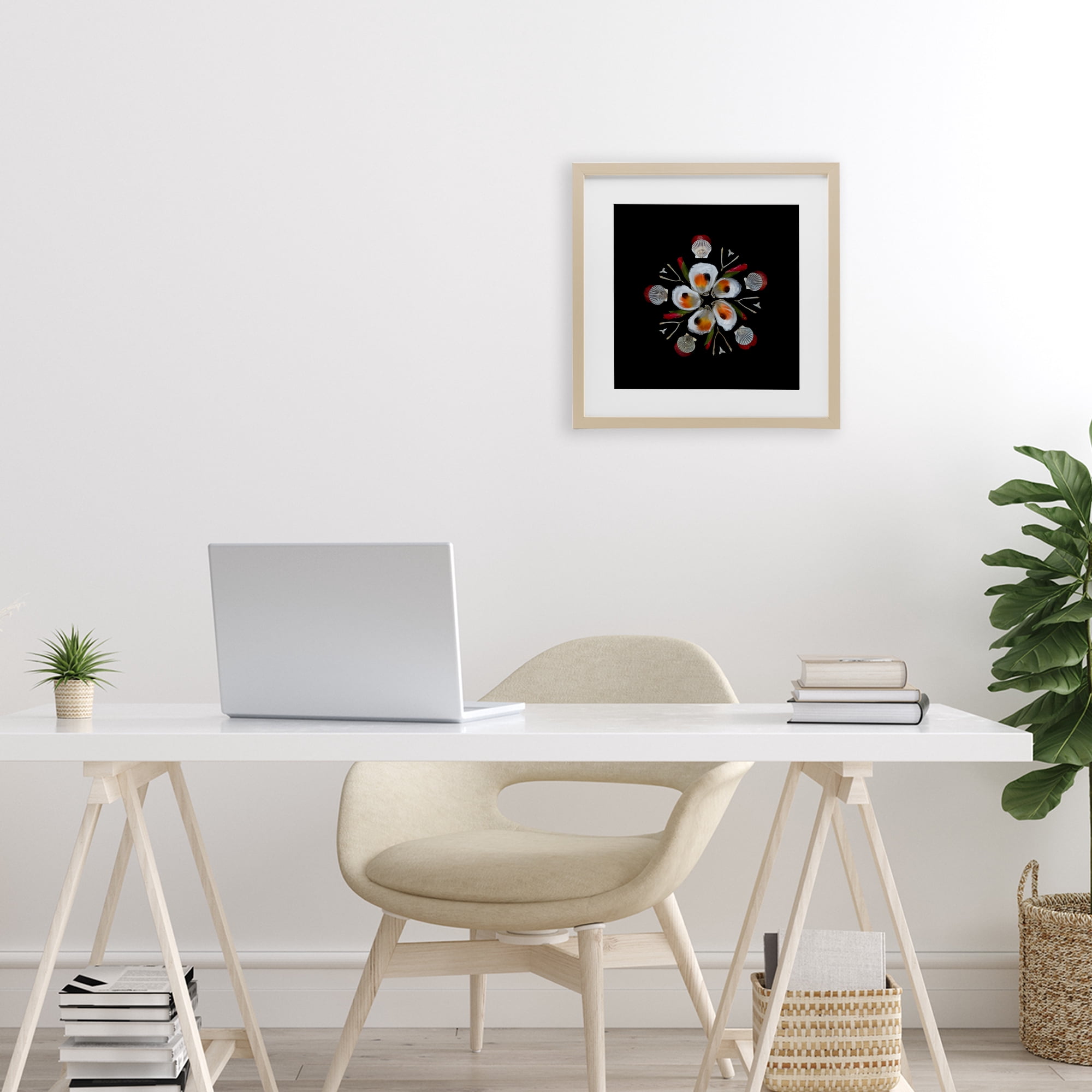 Stupell Industries Nautical Oysters Mandala Birch Framed Print Under Glass, design by Beth Adoette