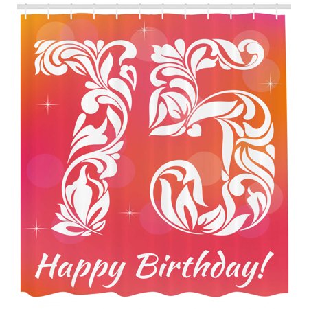 75th Birthday Decorations Shower Curtain Seventy Five With Floral