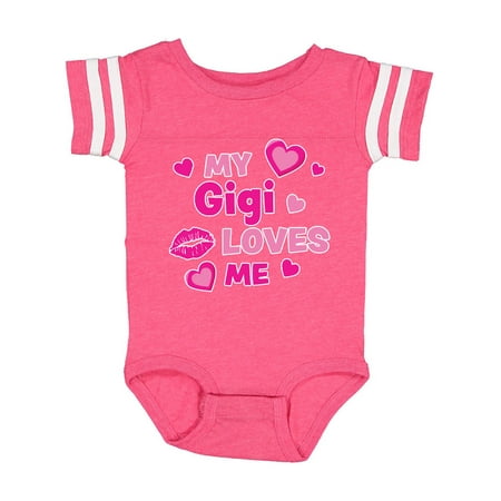 

Inktastic Valentine s Day My Gigi Loves Me Hearts and Lips Gift Baby Boy or Baby Girl Bodysuit
