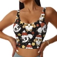 thumbnail image 2 of Haiem Cute Dog Panda Pattern Womens Sports Bra - U Neck Padded Low Impact Yoga Bra Workout Crop Top Gym Moisture-Wicking Workout Vest -Medium, 2 of 9