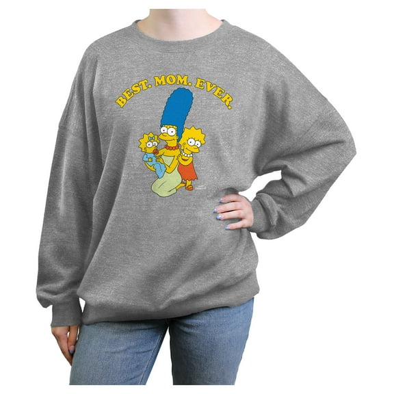 Junior's The Simpsons Best Mom Ever Trio  Sweatshirt Heather Gray Medium