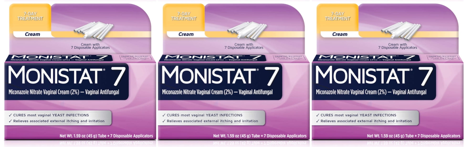 Monistat 7 Vaginal Antifungal Cream, For 7 Days 1 Kit, 3 Pack