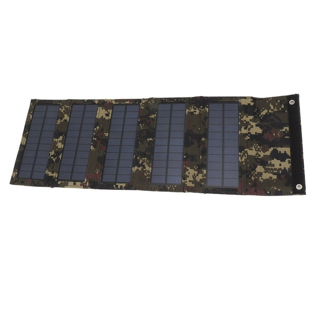Foldable Solar Panel, 50W 5 Fold Phone Solar Outdoor Portable Solar Panel With 2 Buckles For USB Devices Camping Van RV Trip