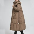 thumbnail image 4 of Cavosen Long Winter Coats for Women with Hoods Hooded Full Zipper Jacket Quilted Thickened Warm Long Sleeve Down Jacket Maxi Length Bubble Padded Coat with Pocket Outwear Brown XL, 4 of 6