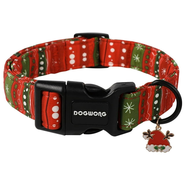 Collar para Perro DOGWONG Ajustable Rojo Navidad Mediano 34-56 cm