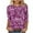 #342-Purple, variant on Wowcloth Woman's Printed Pullover Top, Three-Quarter Sleeves with Round Neck, Casual Fashionable Blouse for Daily Wear and Casual Wears