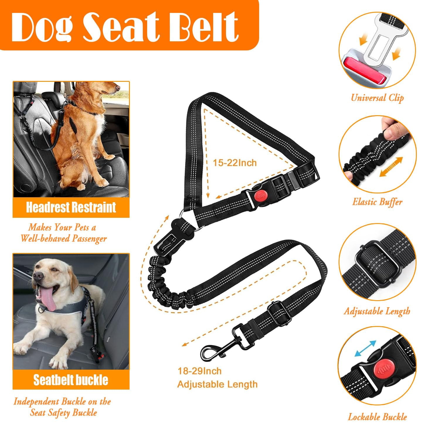 No Pull Dog Harness  Collar & Leash Set | Includes Seat Belt Collapsible Poop Bag Dispenser. Ideal For Walking Hiking. Fits Small To Large Dogs(black-l)