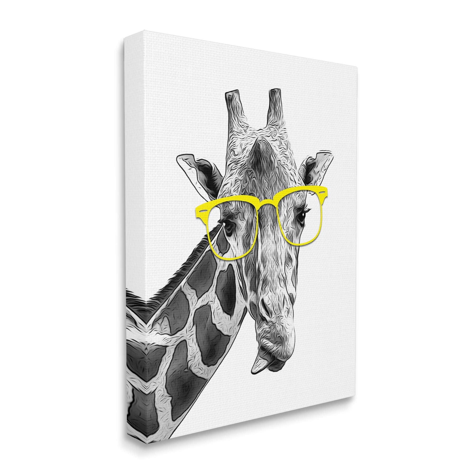 Stupell Industries Funny Giraffe Yellow Glasses Animals & Insects Painting Gallery Wrapped Canvas Print Wall Art