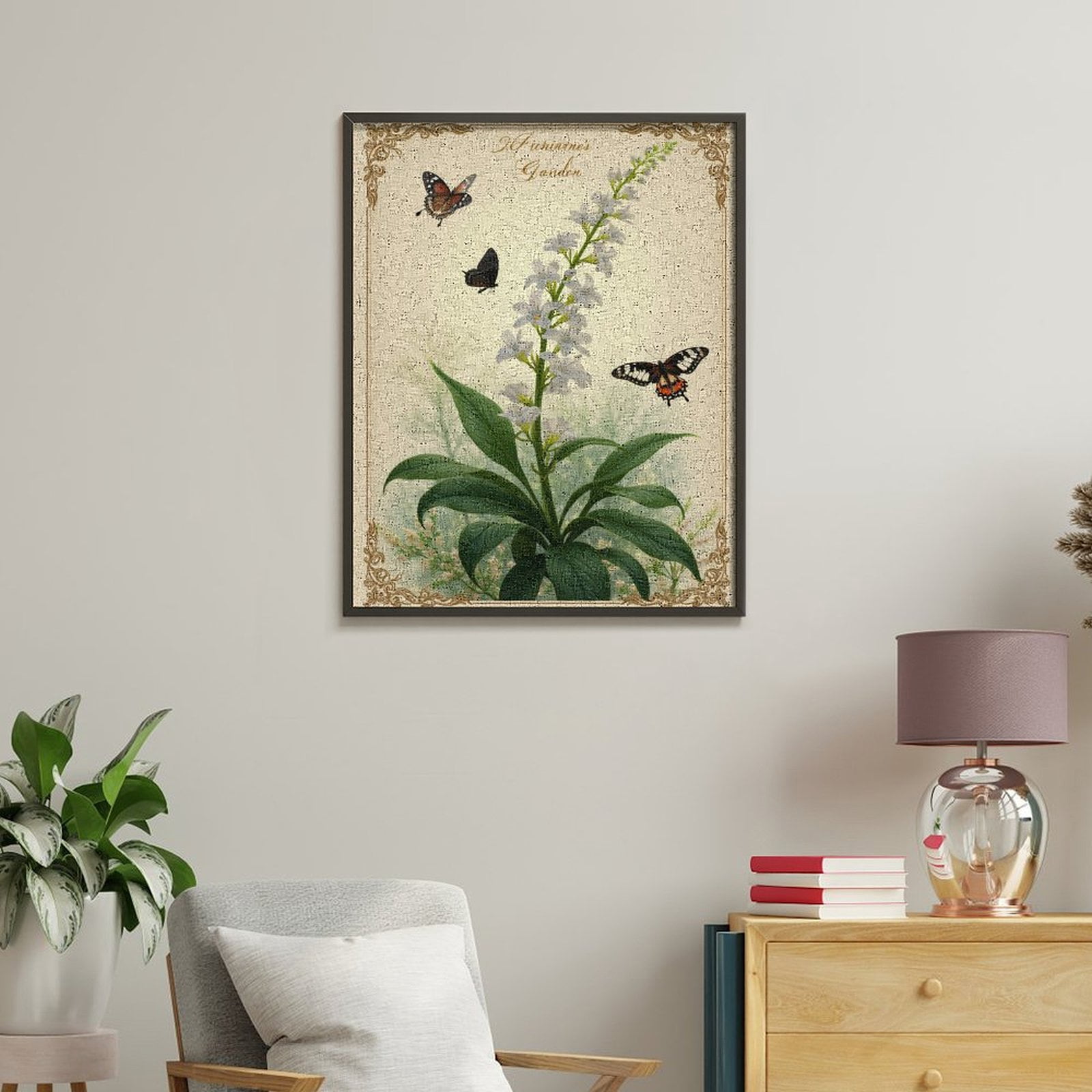 Paint By Numbers Kit for Adults Beginner - DIY Butterflies White Flowers Vintage Art Canvas Painting Kits for Adults, Frameless Paint By Number for Adults for Home Wall Decor 16x20 Inch
