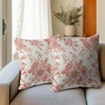 thumbnail image 5 of Coral Floral Pillow Covers 20x20 Inch Set of 2 Vintage Flower Coral Pink and Cream Throw Pillow Covers Chinoiserie Pillowcases Cotton Linen Cushion Covers for Couch Bed Sofa Indoor Outdoor Decor, 5 of 6