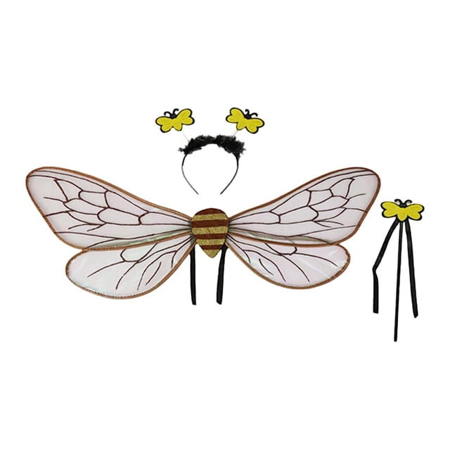 Diadema con alas de abeja, divertida decoración, accesorio de disfraz, accesorios festivos y adorables para disfraces. Juego de 3 piezas de café y negro