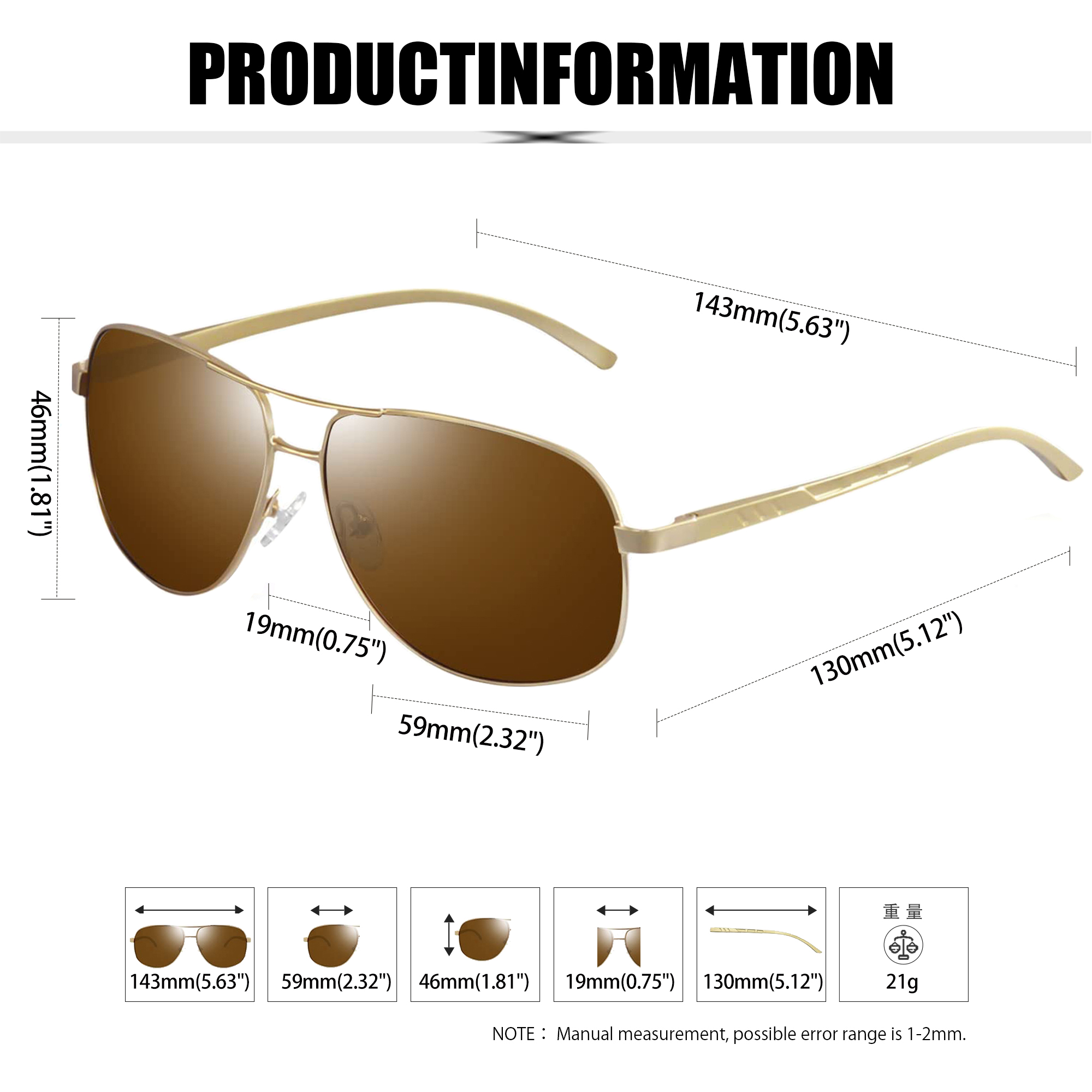 Kanastal Polarized Aviator Sunglasses for Men and Women, Brown photo 6