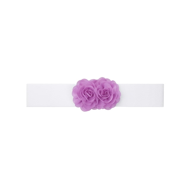 Cinturón elástico de doble flor de gasa grande para mujer INSPIRE CHIC, corsé ancho elegante para vestido, 26.8x2.4 pulgadas, púrpura