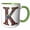 Green/White, variant on 3drose, Pretty Image of Stained Glass Monogram Letter K, 11oz Two-tone Blue Mug