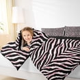 thumbnail image 4 of jejeloiu Zebra Print Texture Bedding Comforter Set,Wild Animal Twin Comforter Sets,Pink Black Bedding Set For Girls Kids,Super Cozy Room Decor Reversible,2 Pieces, 4 of 8