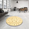 thumbnail image 4 of Ahgly Company Machine Washable Indoor Round Abstract Sun Yellow Area Rugs, 5' Round, 4 of 7