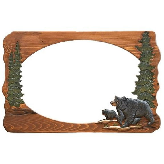 Zeckos Bear & Cub Mirror – 34" x 26" Wall Decor
