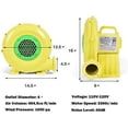 thumbnail image 2 of OLAKIDS Air Blower, Commercial Pump Fan, 480W Inflatable Bouncer Blower, Perfect for Inflatable Bounce House and Bouncy Castle, Yellow, 2 of 7