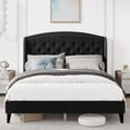 thumbnail image 2 of Shininglove Queen Size Modern Deluxe Platform Bed Frame Button Tufted Upholstered Bed Frame with Strong Wood Slats Support, Black, 2 of 7