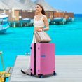 thumbnail image 2 of EUROCO 3 Piece Luggage Sets(20"/24"/28"),Expandable ABS Suitcase Sets with TSA Lock and 360 Silent Spinner Wheels,Carry On Hardside Luggage Set,Pink, 2 of 7