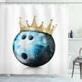 thumbnail image 1 of Ambesonne Bowling Party Shower Curtain, Ball with Crown, 69"Wx84"L, Sky Blue Black Beige, 1 of 3