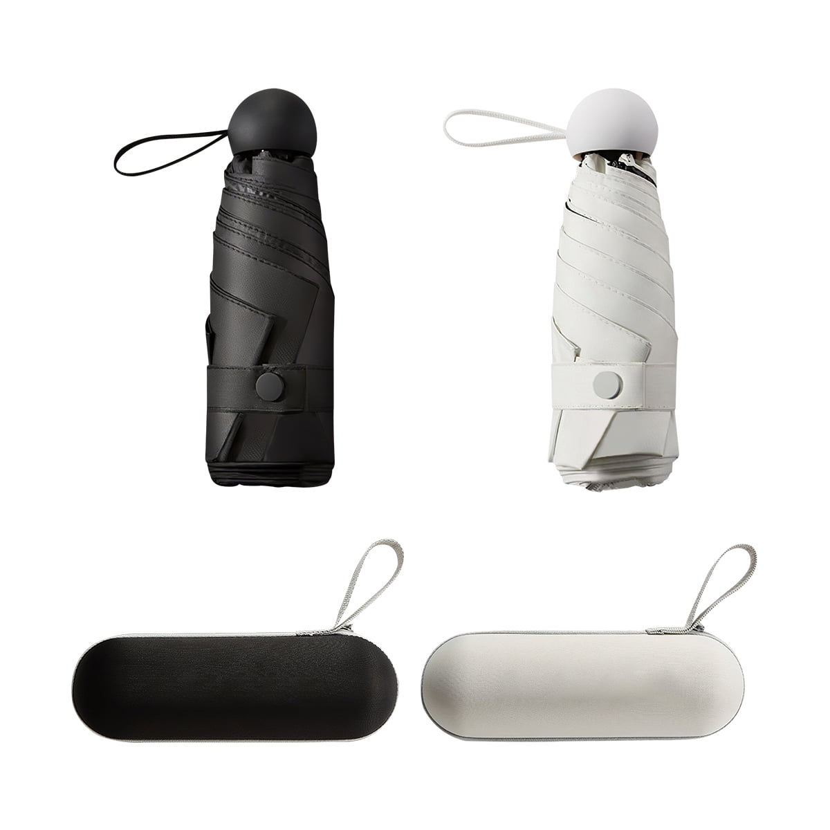 Kepooman 2 PACKS Windproof Travel Capsule Umbrella, 8-Bone Sunscreen Umbrella, Auto Open Close Lightweight Sun & Rain Umbrella with Case, White & Black Kepooman 2 PACKS Windproof Travel Capsule Umbrella, 8-Bone Sunscreen Umbrella, Auto Open Close Lightweight Sun & Rain Umbrella with Case, White & Black