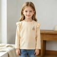 thumbnail image 2 of mgoYE Toddler Baby Girl Ruffle Long Sleeve T-Shirt Cotton Top Tee for Spring/Fall(Beige,18-24 Months), 2 of 5