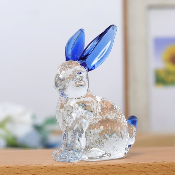 Sunjoy Tech Rabbit Figurine Transparent Faux Crystal Rabbit Statue Bunny Sculpture Glass Animal Ornament for Home Office Desk Decoration
