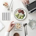 thumbnail image 1 of RYLABLUE Grey White Stripe Set of 4 Coaster for Drinks, Absorbent Ceramic Stone Coasters Cup Mat with Cork Base for Home Kitchen Room Coffee Table Bar Decor, 1 of 4