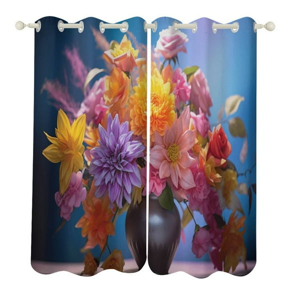 Watercolor Wildflowers Modern Window for Living Room Curtains for Child Bedroom Kitchen Decor Blinds Drapes