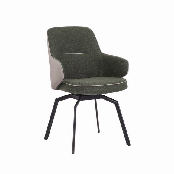 Porthos Home Urki Swivel Fabric and PU Leather Accent Chair with Steel Legs