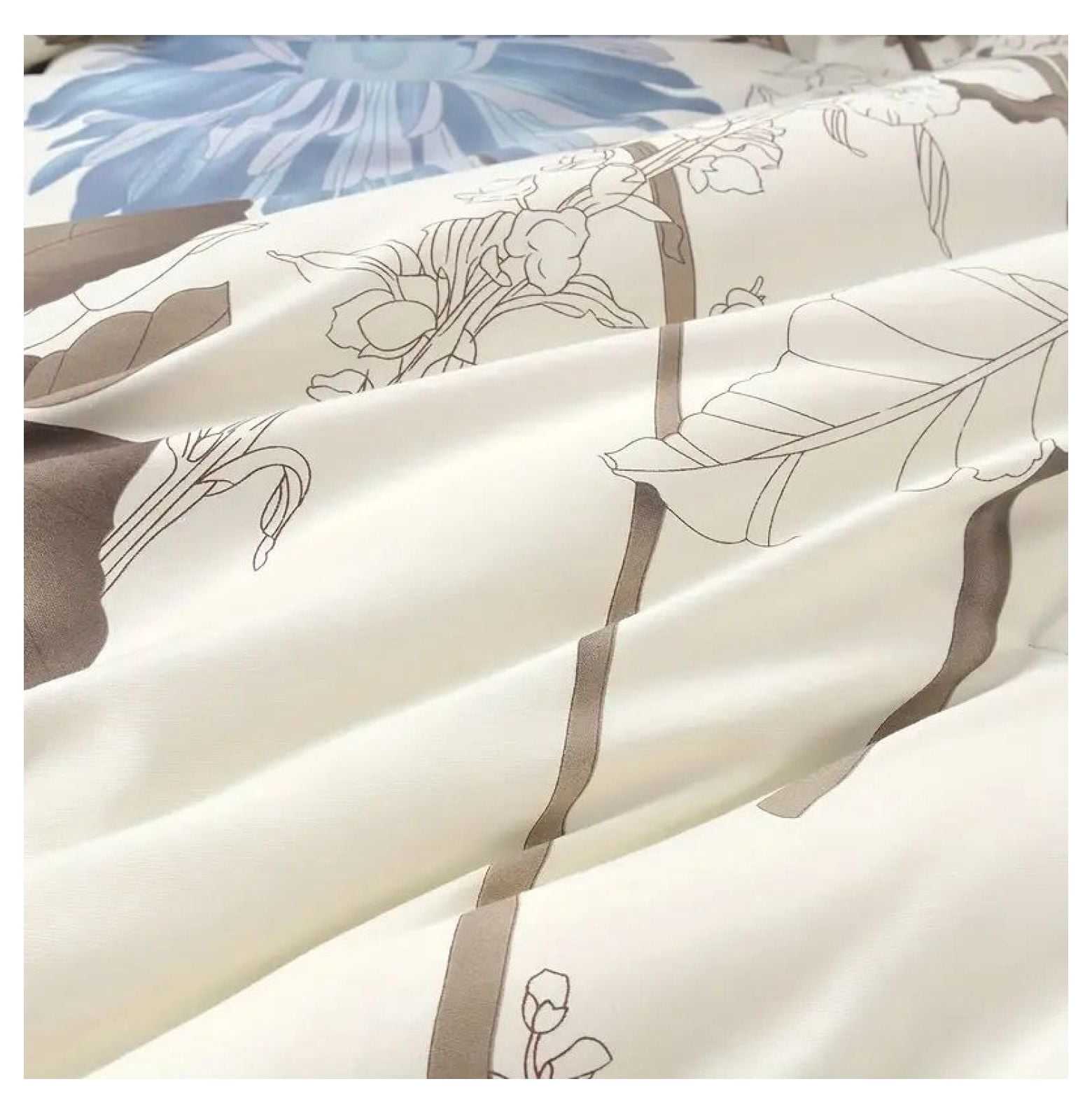 Floral Duvet Cover Queen Size - Big Flower Pattern Comforter Cover Set - 100% Cotton Queen Duvet Cover - Shabby Chic Bedding for Women Girls - Soft Breathable Bed Cover