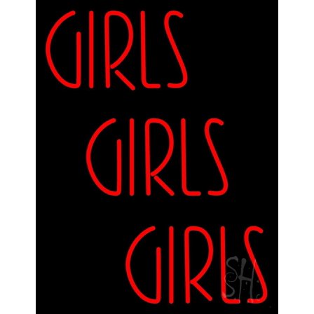 Red Girls Girls Girls Strip LED Neon Sign 31" Tall x 24" Wide - inches Black Square Cut Acrylic Backing, with Dimmer - Premium built indoor Sign for Strip Club, Dance club, Décor, Bar.