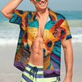 thumbnail image 5 of KLL Men's Hawaiian Shirt Short Sleeve Button Down Beach Shirts-Colorful Textured Chihuahua, 5 of 5