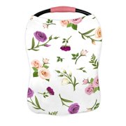 ECZJNT pink purple orange white roses lisianthus flowers white Nursing Cover Baby Breastfeeding Infant Feeding Cover Baby Car Seat Cover